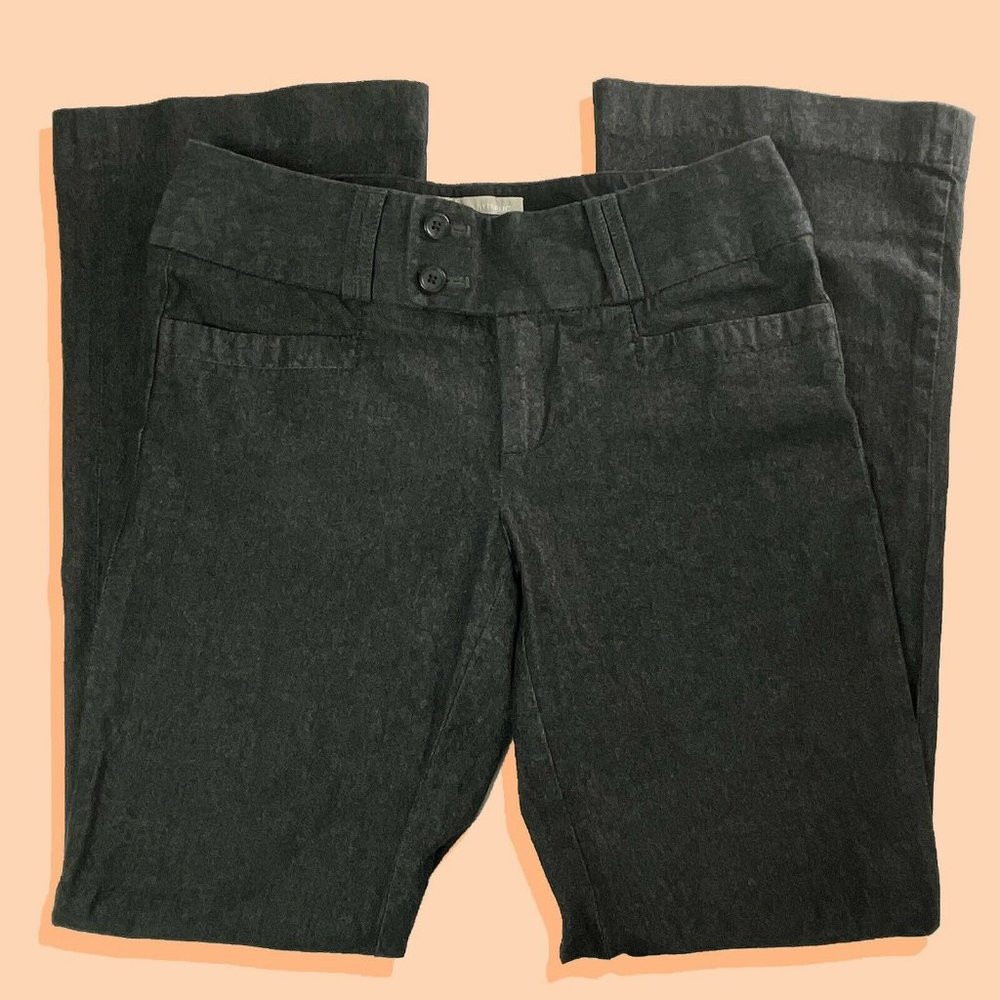 Banana Republic Martin Fit Twill Charcoal Gray Flare Leg Trouser Pants 2 Short